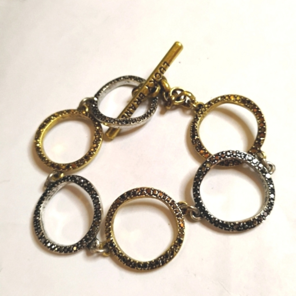 Lucky Brand‎ Silver & Gold Tone Rhinestone Bracelet